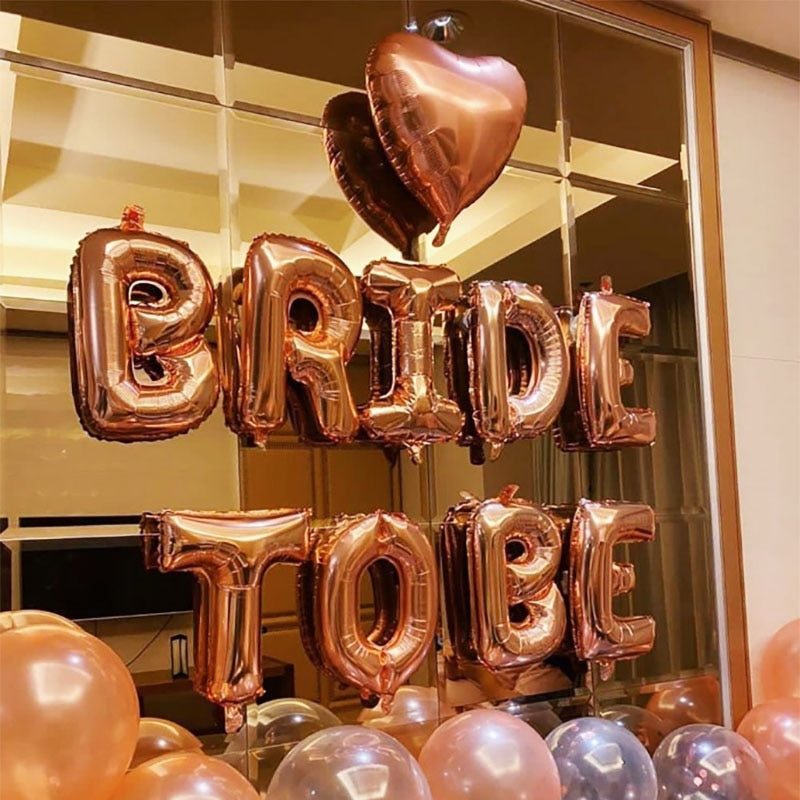 Qfdian valentines day decorations for the home Bride To Be Ring Foil Balloon Wedding Hen Party Decoration Champagne Bottle Love Bridal Ballons Birthday Valentines Decor Suppli