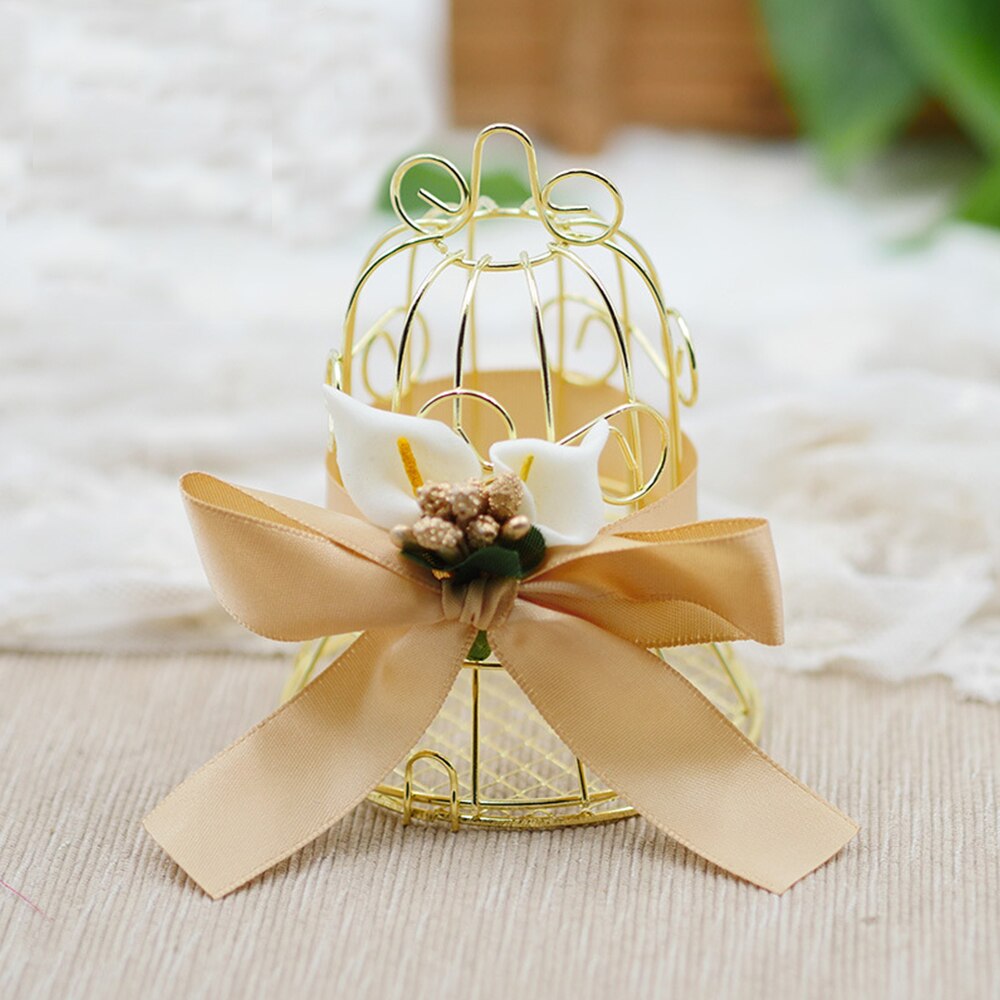 Qfdian Party decoration 30pcs Wedding Candy Box Tinplate Birdcage Bell Gift Bag with Handles Chocolate Favor Box Packaging Gift Box 7x8cm