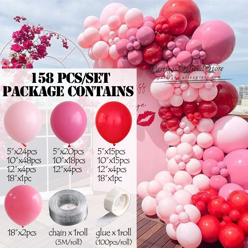 Qfdian wedding decorations hot sale new 158Pcs Valentines Day Balloons Garland Arch Bachelor Bride To Be Bridal Party Supplies Engagement Anniversary Wedding Decoration