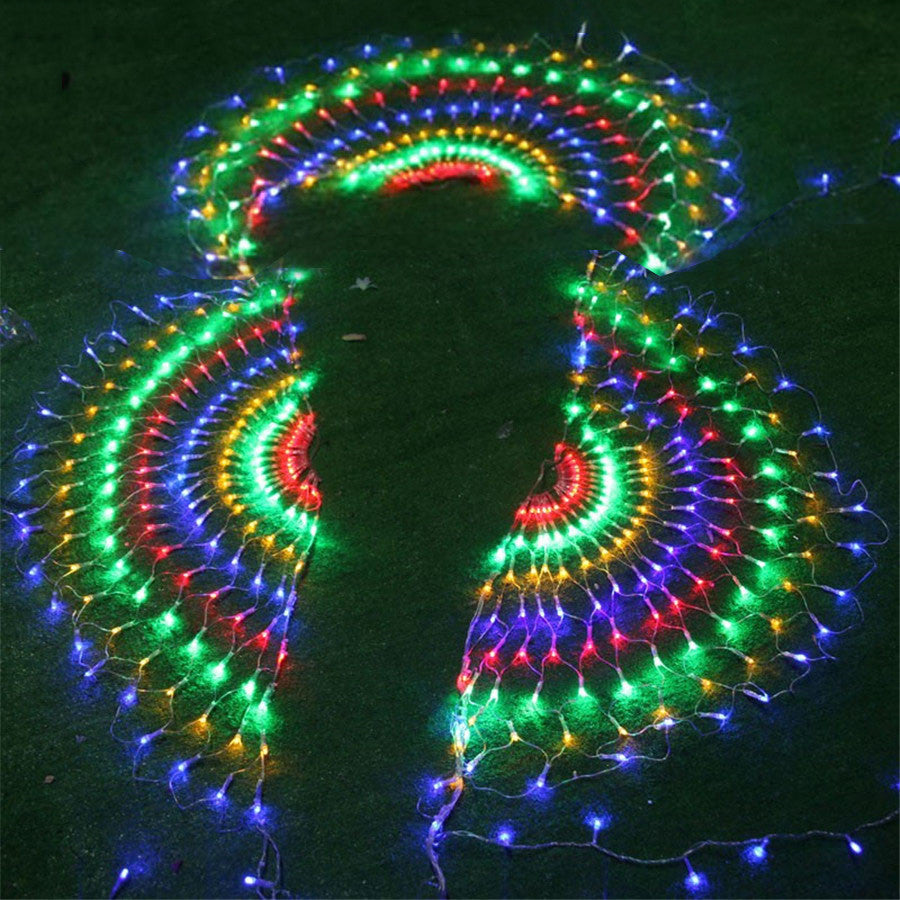 Qfdian Plug 3M 3 Peacock Mesh Net Led String Lights Outdoor Fairy Garland for Wedding Christmas Wedding New Year Party Decoration