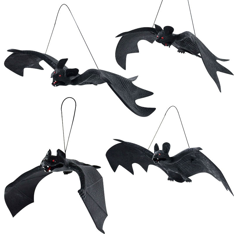 Qfdian halloween decorations halloween costumes halloween gift1pc Lifelike Fake Bat Halloween Hanging Decoration Haunted House Horror Props Halloween Party DIY Ornament Soft Bat Kids Toy