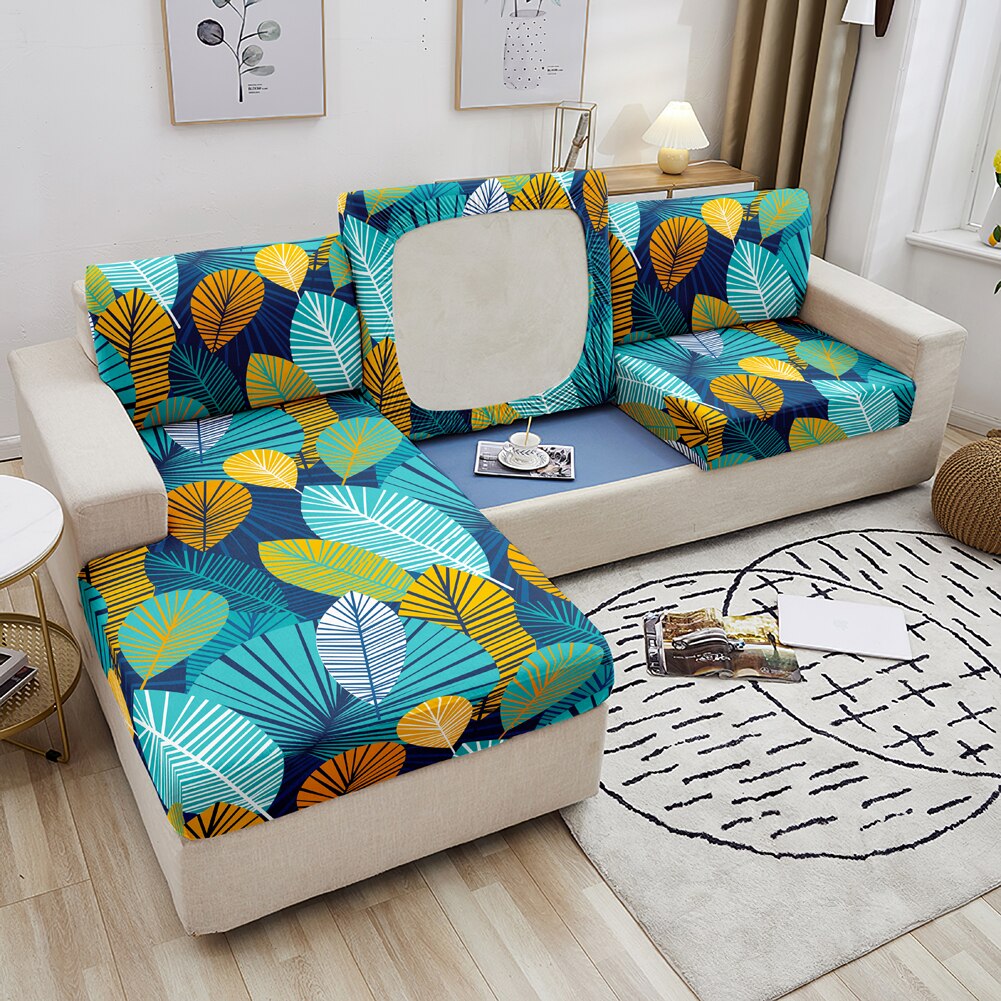 Qfdian Party decoration Feather Sofa Seat Cover Fabric Elastic Cushion Cover For L Shape Sofa Chaise Longue Slipcover Couch Sofa Covers 1-4 Seater