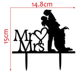 Qfdian Cozy apartment aesthetic valentines day decoration Bride And Groom Black Acrylic Cake Topper Wedding Decoration Mariage Party Supplies Adult Favors  Acrylic Cake Topper Wedding