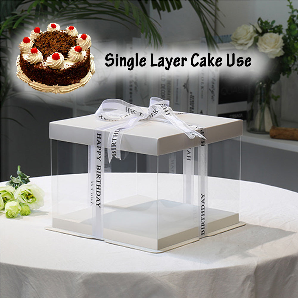 Qfdian Party gifts Party decoration hot sale new 1Pc Clear PVC Cake Box Transparent Cake Packing Box Birthday Wedding Christmas Candy Dessert Packaging Gifts New Year Decoration