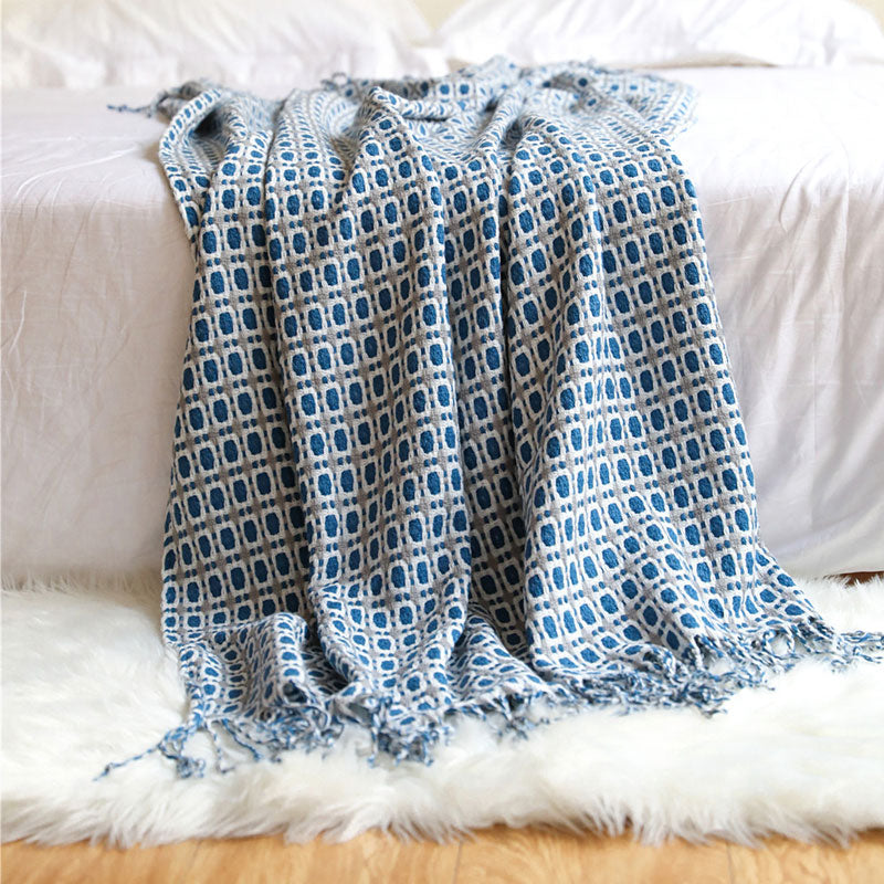 Qfdian Nordic Knit Plaid Blanket Super Soft Bohemia Blanket For Bed Sofa Cover Bedspread Plaid On The Sofa Decor Blankets With Tassel