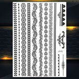 Black Henna Lace Temporary Tattoos Sticker For WOmen Butterfly Moth Mehndi Flower Fake Tatoo Sticker Feather Flora Tatoo