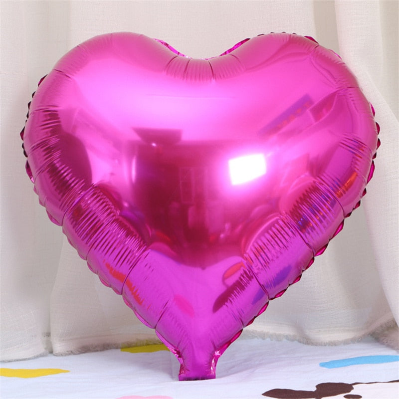 Qfdian valentines day gifts for her 10pcs 18inch Foil Heart Balloon Valentines Day Wedding Decoration Balloons Mariage Birthday Party Decorations Baby Shower Globos