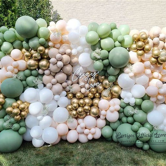 Qfdian Party decoration hot sale new Multi Size Matte Pastel Pink Avocado Bean Green Latex Balloons Garland Kit Balls Wedding Jungle Party Home Decorations Globos