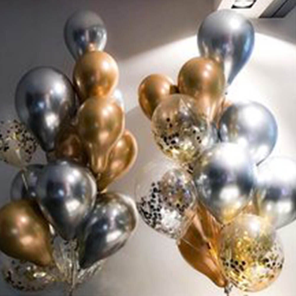 Qfdian Party decoration valentines day  20pcs 12inch Metallic Gold Balloons Metal Latex Confetti Balloon Baby Shower Birthday Wedding Decoration Party Ballon Supplies