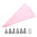 Qfdian Party gifts Party decoration hot sale new 1pcs Silicone Kitchen Accessories Icing Piping Cream Pastry Bag With 6 Stainless Steel Nozzle DIY Cake Decorating Tips Set