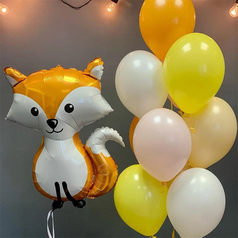 Qfdian Party decoration 1 set Jungle Safari Birthday Party Decorations Balloons Cartoon Animal Fox Foil Ballons Kids Anniversaire Supplies Baby Shower