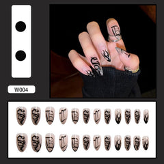 Qfdian halloween decorations halloween costumes halloween gift 24 PCS Pointed Tip Glossy Fake Fingernails Dark Gothic Halloween makeup False Nail Tips Full Cover Press on Nails Tips With Glue