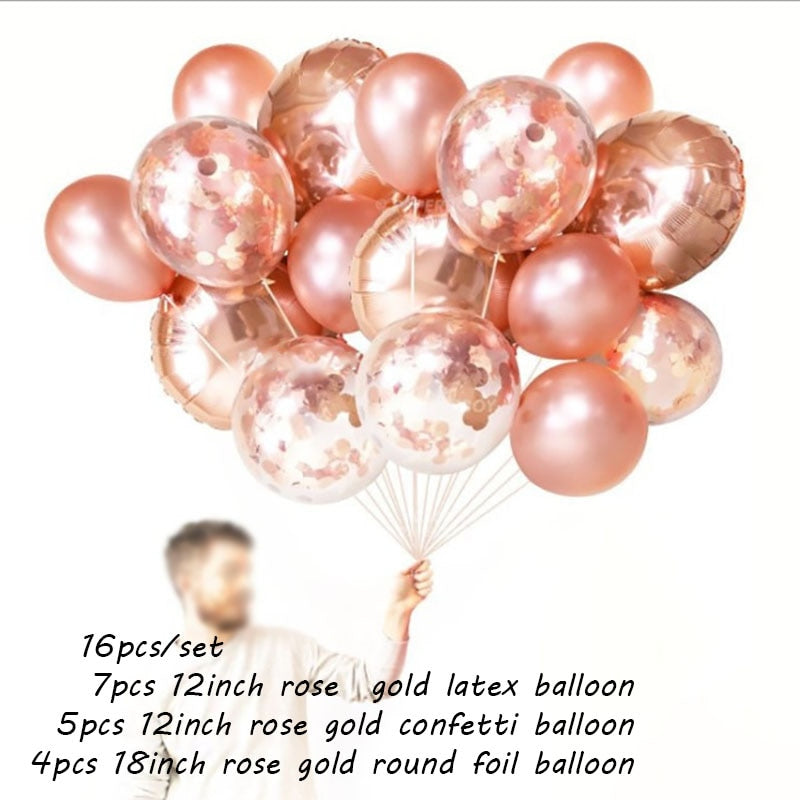 Qfdian Party gifts Party decoration hot sale new  hot sale new Rose Gold Themed Birthday Party Decorations Champagne Bottle Birthday Number Heart Foil Balloons Adult Party Air Helium Globos