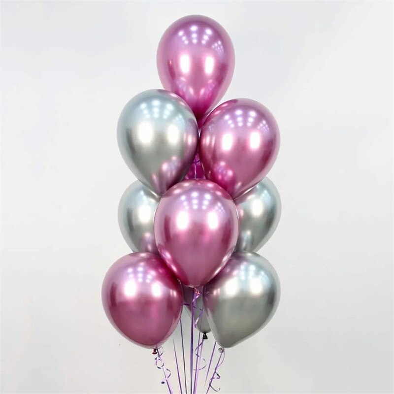 Qfdian valentines day gifts for her 20pcs 12inch Chrome Metallic Latex Balloons Pearl Balloons Birthday Party Decorations Wedding Decoration Baby Shower Supplies