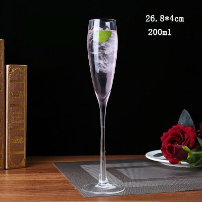 Qfdian Party gifts Party decoration hot sale new Lead-free Crysta glass cup Champagne Flutes Serial Red Wine Glasses Cocktail Glass Goblet Birthday wedding Gifts Cup 2pcs