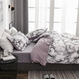 Nordic White Marble Pattern Printed Duvet Cover Set 200 x 200 With Pillowcase 2/3pcs Bedclothes Double Queen King Size Bed Linen