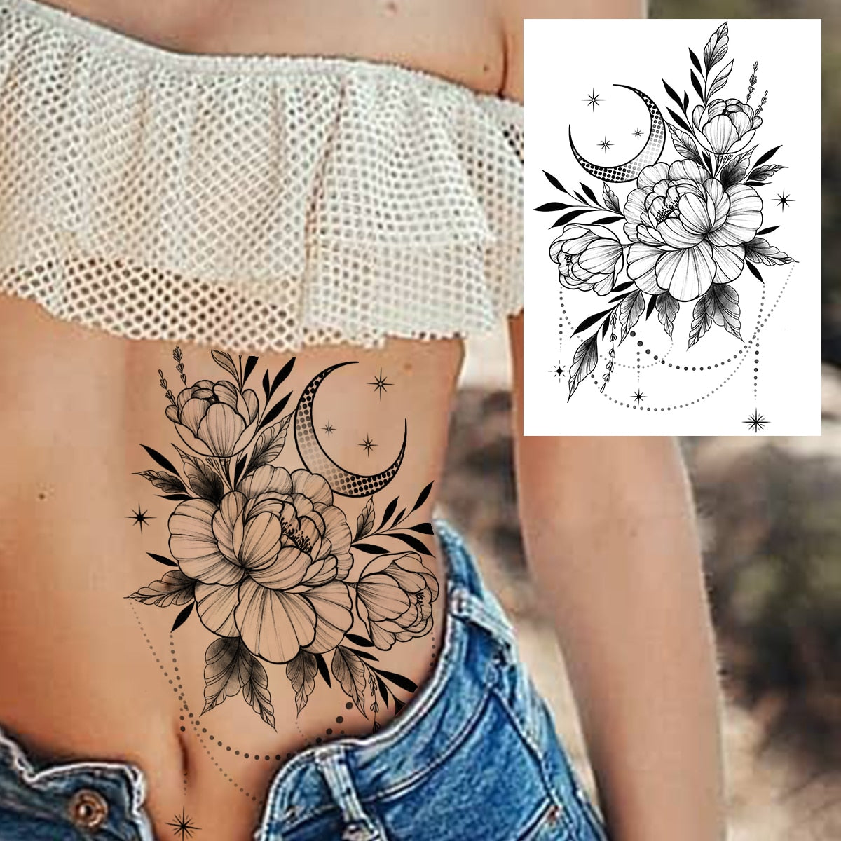 Black Henna Lace Temporary Tattoos Sticker For WOmen Butterfly Moth Mehndi Flower Fake Tatoo Sticker Feather Flora Tatoo