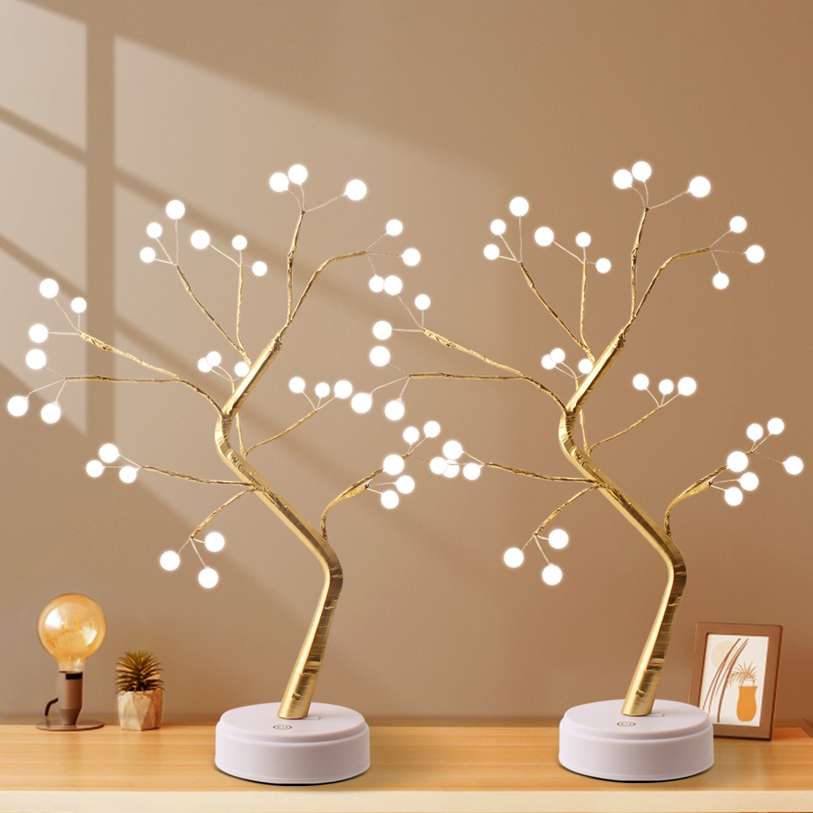 Qfdian 36/108 leds USB Bonsai Lamp Gypsophila Tree Night Light Touch Copper Wire Table Lamp Home Party Wedding Christmas Holiday Decor