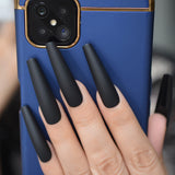 Black Fingernails Super Extra Long Coffin Slim Fake Nails For Women Matte Acrylic Nail Tips DIY Wholeslae Supplies Manicure
