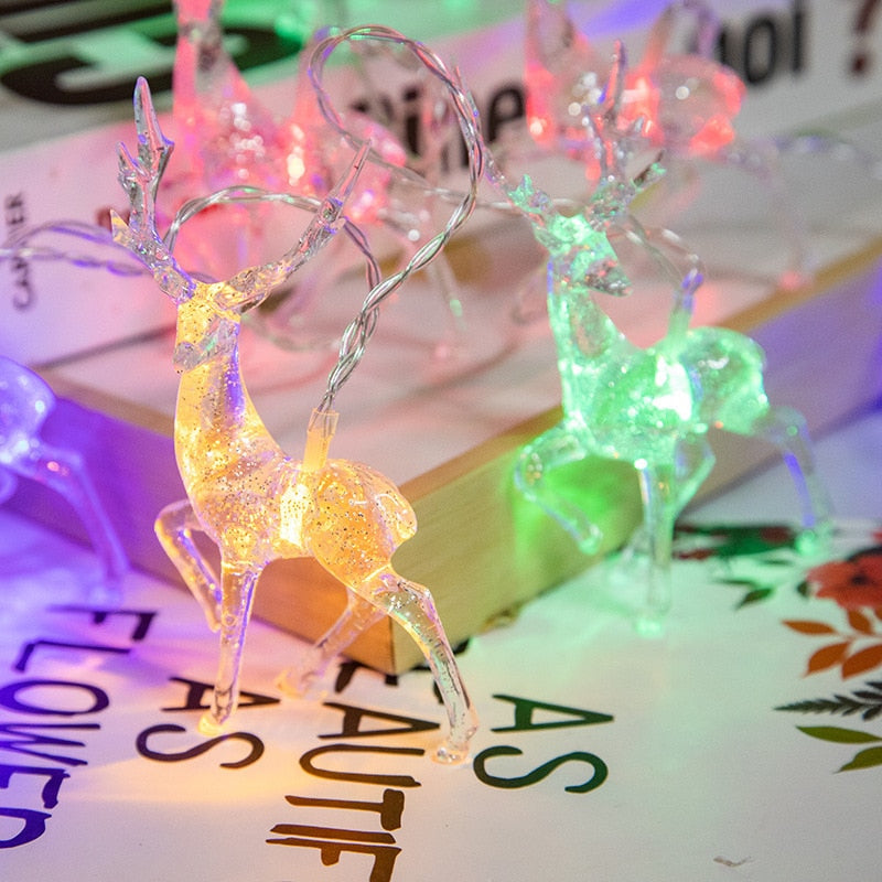 Qfdian Christmas decorations 1.5m 10LED Christmas Reindeer String Light Garland Decoration For Home Christmas Ornaments Natal New Year 2022 Party Supplies