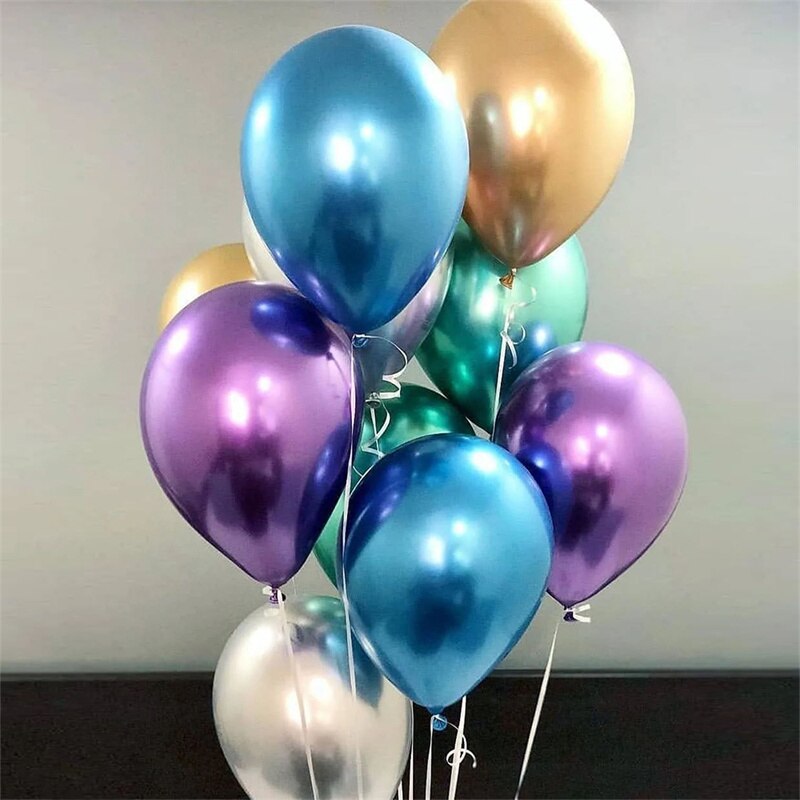 Qfdian valentines day gifts for her 20pcs 12inch Chrome Metallic Latex Balloons Pearl Balloons Birthday Party Decorations Wedding Decoration Baby Shower Supplies