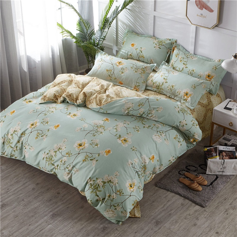 Qfdian Kuup 3-4pcs Cartoon Bedding Set Duvet Cover Set Soft Bedding Printing Bed Linen Queen Size Bedding Set Fashion Design For Girl