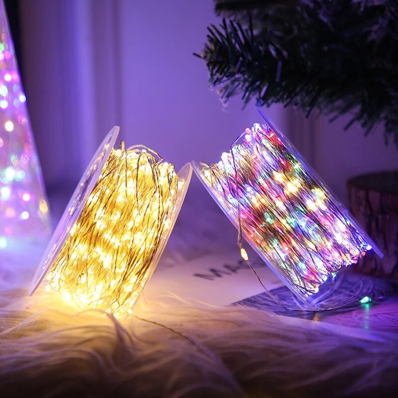 Qfdian Party decoration Party gifts hot sale new LED Fairy Garland Outdoor Waterproof 20/50/100M Light String EU Plug Eight Flashing Modes Christmas Lights Garden Decoration