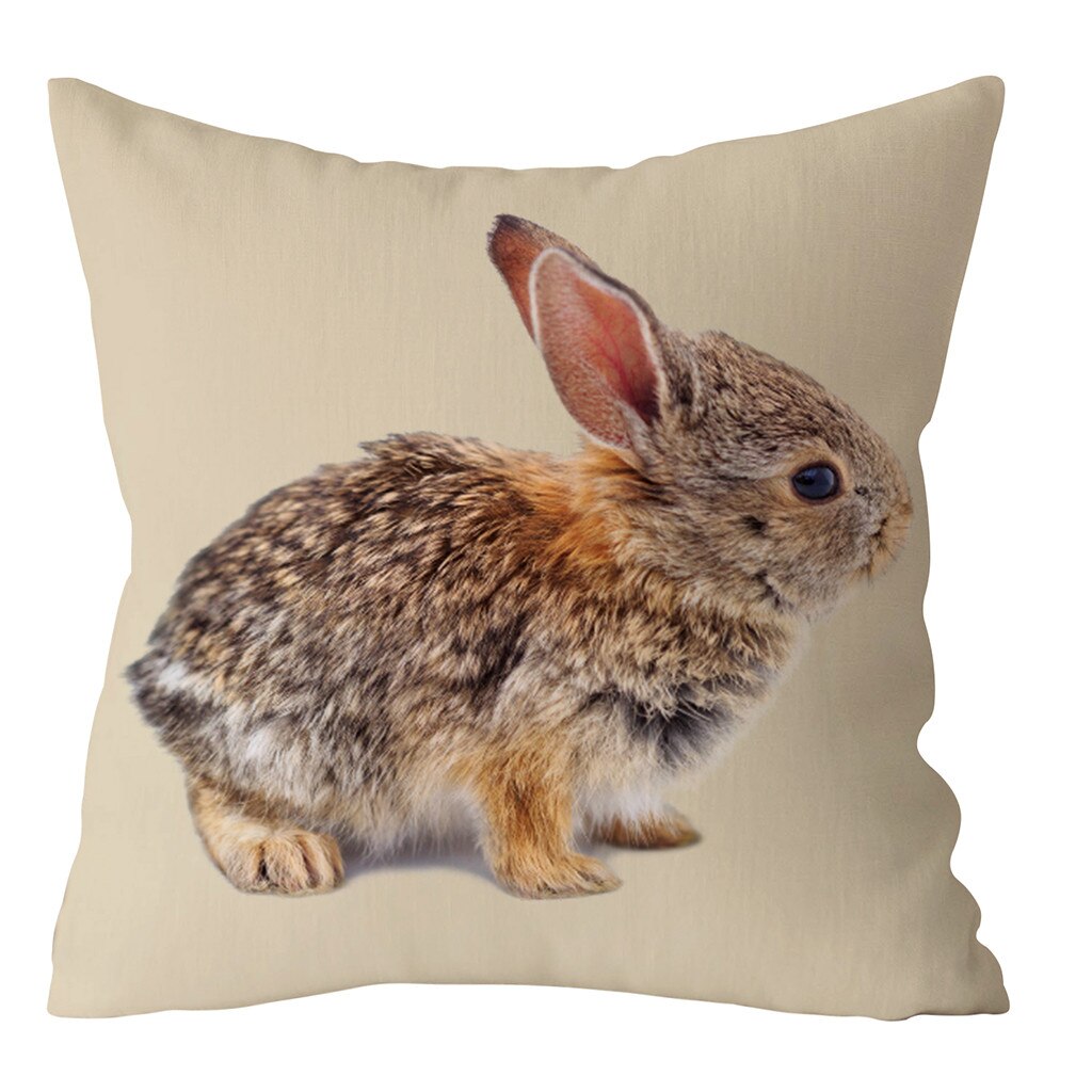 Qfdian easter decorations clearance Happy Easter Cushion Cover Bunny Eggs Decorative Pillow Cover Easter Rabbit Print Pillow Case Sofa Car Cushion Cover Home Decor