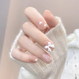 24Pcs false nails with designs cow and Blue Color cut design Fake Nail Shiny Gold Foil  artificial nails with glue for girls