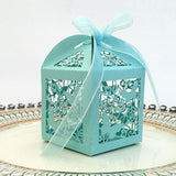 Qfdian Party decoration hot sale new 10pcs Laser Cut Hollow Butterfly Carriage Favor Gifts Candy Boxes With Ribbon Custom Baby Shower Wedding Party Favor Decorations