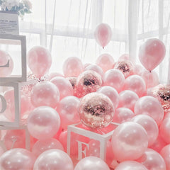 Qfdian Party decoration hot sale new 20/40pcs 10inch Pink Balloons Confetti Chrome Metallic Latex Balloon Christmas Baby Shower Birthday Wedding Party Decorations