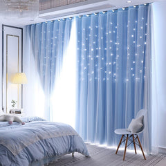 Princess style Colorful Double Layer Stars Curtains Kids Room Window Curtains for Living Room Girl's Bedroom Blackout Curtain