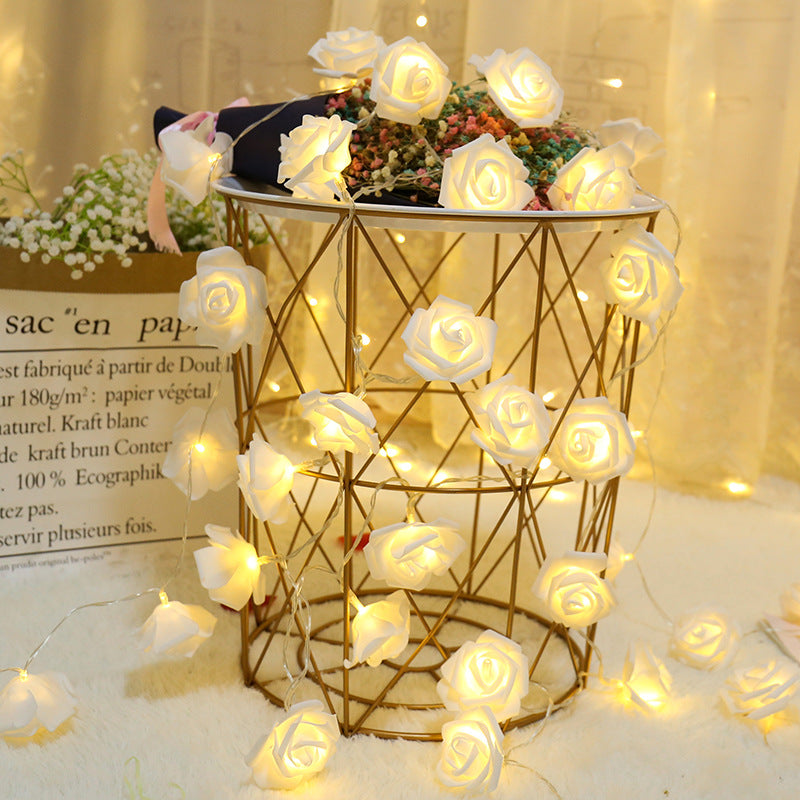 Qfdian Party decoration hot sale new 1m 3m Led Rattan Rose Flower String Light Garland Wedding Decoration Birthday Valentine Day Wedding Flowers Decoration for Table