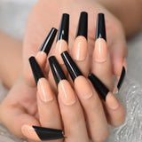 Black Fingernails Super Extra Long Coffin Slim Fake Nails For Women Matte Acrylic Nail Tips DIY Wholeslae Supplies Manicure