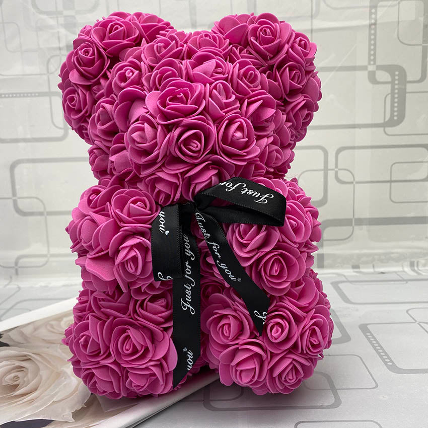 Qfdian valentines day gifts for her 40cm Rose Bear Heart Artificial Flower Rose Teddy Bear For Women Valentine's Wedding Birthday Christmas Gift