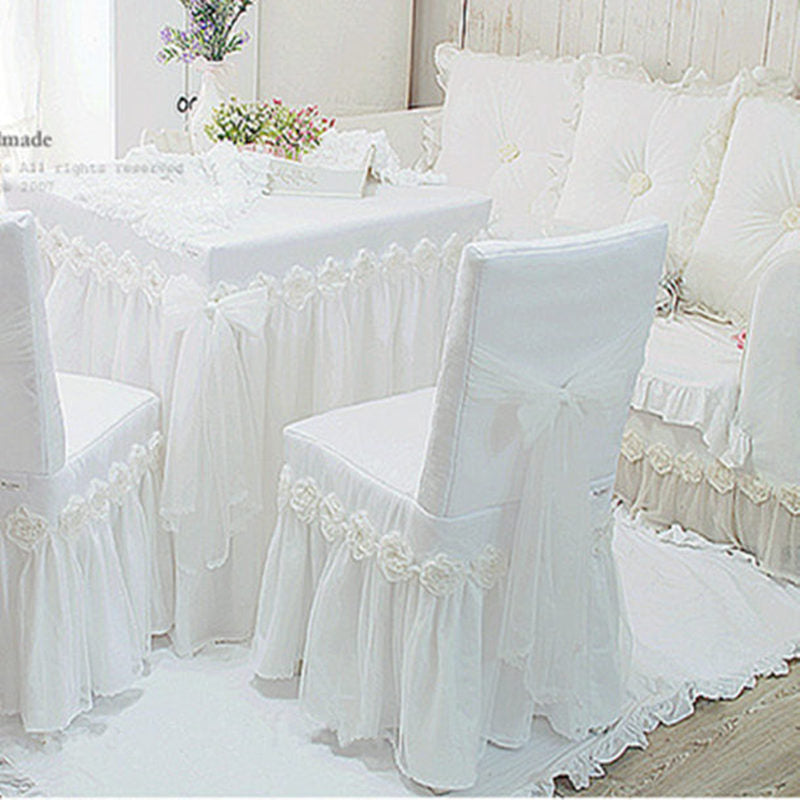Qfdian decorations clearance 1piece white Princess lace tablecloth for wedding decoration luxury rose dining table cloth chair cover table cover size custom
