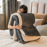 Qfdian Winter Bed Blankets Solid Color Fleece Blankets Throws Adult Thick Warm Sofa Winter Blanket Super Soft Warm Duvet Cover Luxury