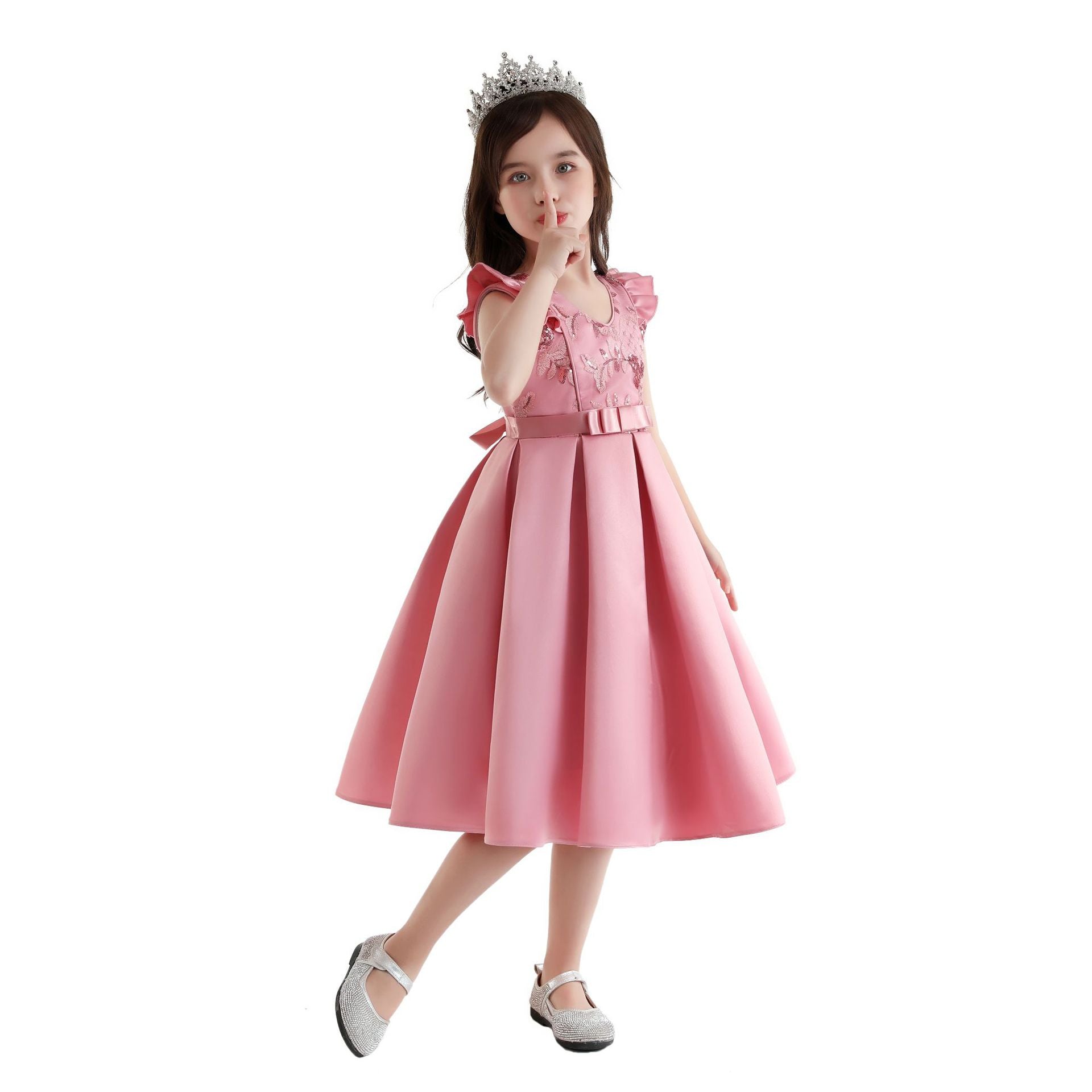 QFDIAN Kids Girl Striped Dresses Christmas Flower Girl Party Princess Dresses Children Clothes For 2 6 8 10 Years old Girls Gown Dress