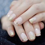 QFDIAN Beige French Nails White Tip Squoval False Nails Short Medium Size Ladies Artificial Manicure Tips for Daily Wear