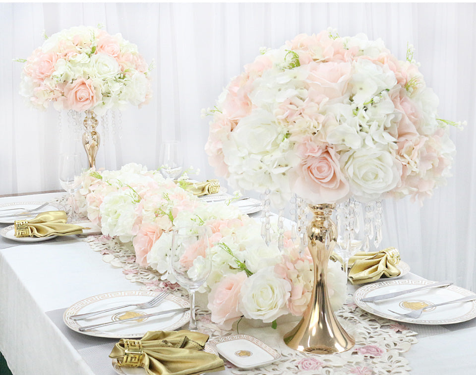 Qfdian Rose Artificial Flower Arrangement Table Centerpieces Flower Ball Wedding Arch Backdrop Decor Flower Row Party Layout