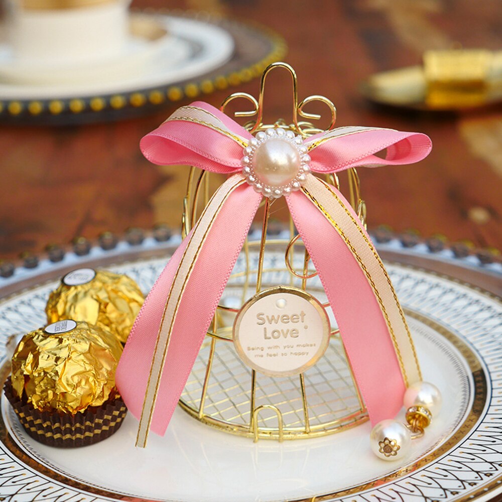 Qfdian Party decoration 30pcs Wedding Candy Box Tinplate Birdcage Bell Gift Bag with Handles Chocolate Favor Box Packaging Gift Box 7x8cm