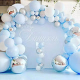 Qfdian 104pcs Bule Silver Macaron Metal Balloon Garland Arch Wedding Birthday Balloons Decoration Party Balloons For Kids Baby Shower