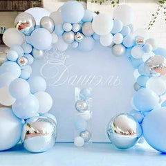 Qfdian 104pcs Bule Silver Macaron Metal Balloon Garland Arch Wedding Birthday Balloons Decoration Party Balloons For Kids Baby Shower