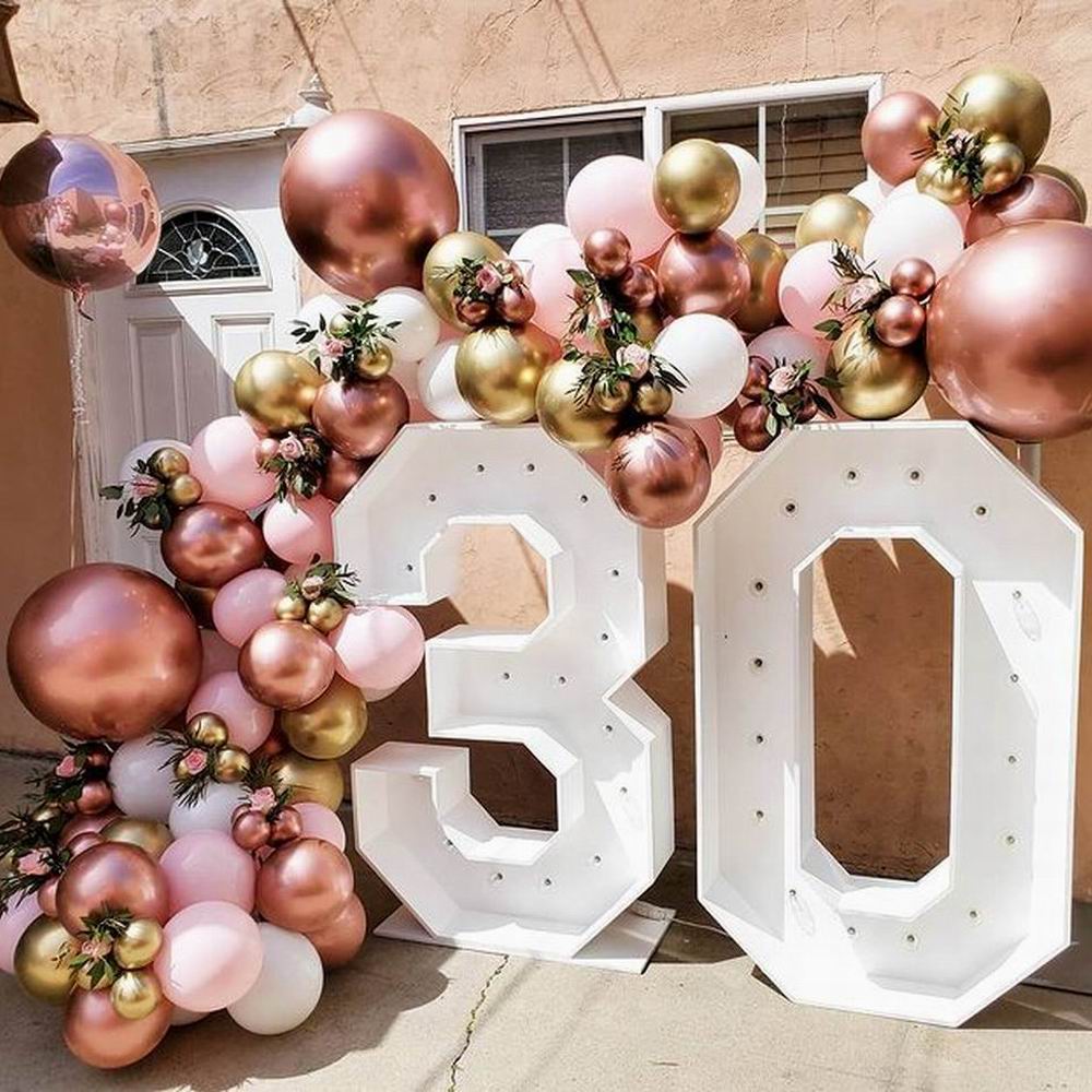 Qfdian 101pcs Chrome Rose Gold Balloons Garland Arch Kit Pink White Ballon for Baby Shower Wedding Birthday Christma Party Decor Globos