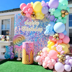 Qfdian halloween decorations christmas decorations Macaron Balloons Garland Latex Ballons Arch Happy Birthday Party Decor Kids Adult Wedding Baloon Chain Baby Shower Balon