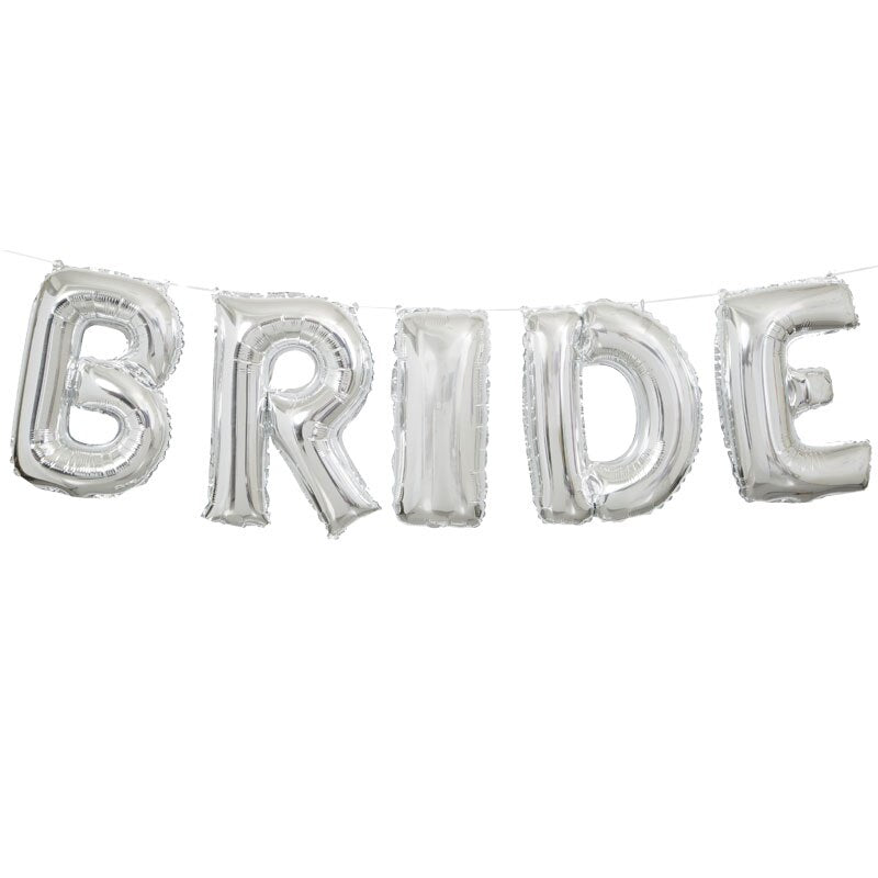 Qfdian valentines day gifts for her 5pcs 16/32inch Rose Gold Silver Bride Letter Foil Balloons Wedding Bachelorette Party Decorations Bridal Shower Party Balloon