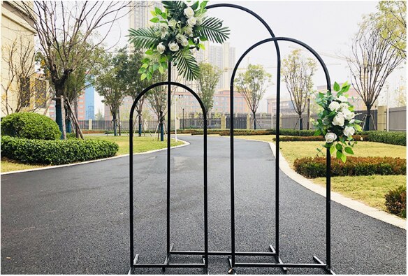 Qfdian valentines day gifts for her Wedding Props Curved Iron Arch Background Screen Display Rack Family Birthday Party Holiday Balloon Arch Decoration