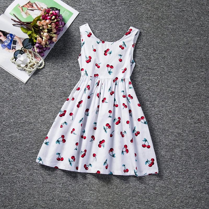 QFDIAN Summer Teens Girl Dresses For Child Floral Short Sleeve Gowns Children Dresses Lace Party Dress Vestido Infantil 3 to 8 Years