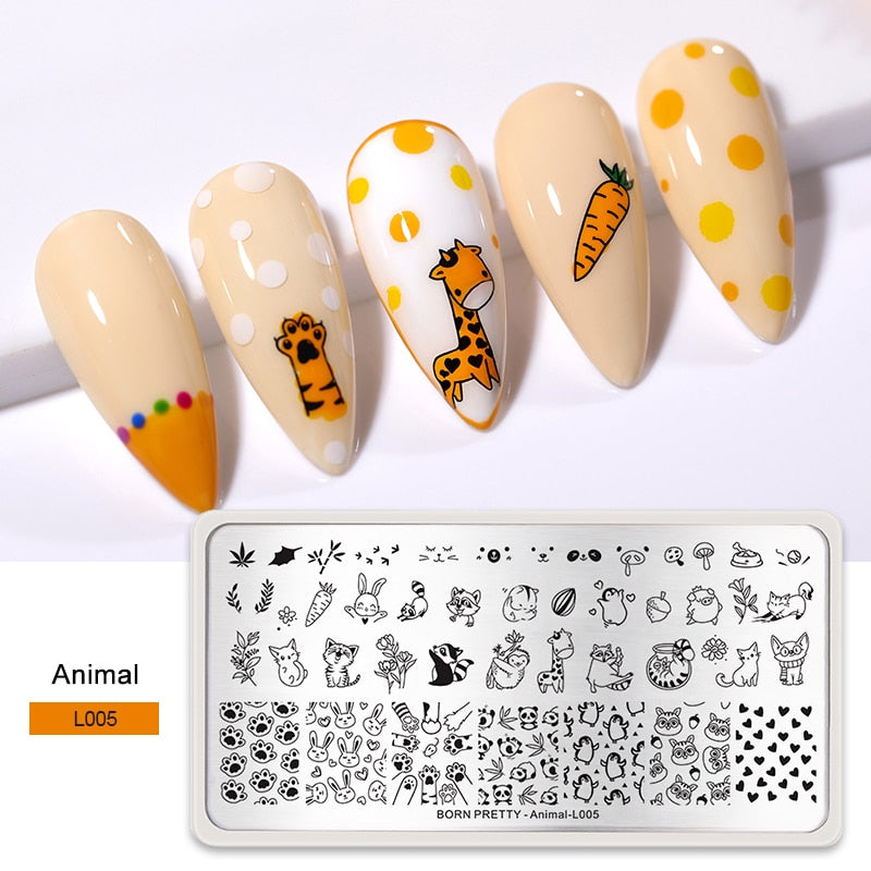 Qfdian Valentine Day Nail Stamping Plates Heart Love Animal Artist Stamping Template Nail Design Stencil Tools Manicure