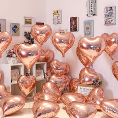 Qfdian valentines day gifts for her 10pcs 18inch Foil Heart Balloon Valentines Day Wedding Decoration Balloons Mariage Birthday Party Decorations Baby Shower Globos